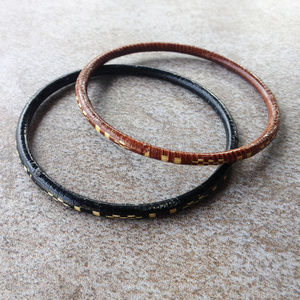 Vintage Boho Skin Wrapped Bangle Bracelets